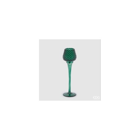 PORTACANDELA PIGNA CALICE H.26 D.7,5 C4 DARK GREEN