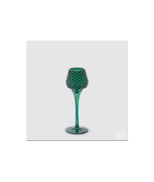 PORTACANDELA PIGNA CALICE H.21,5 D. 7,5 C4 DARK GREEN