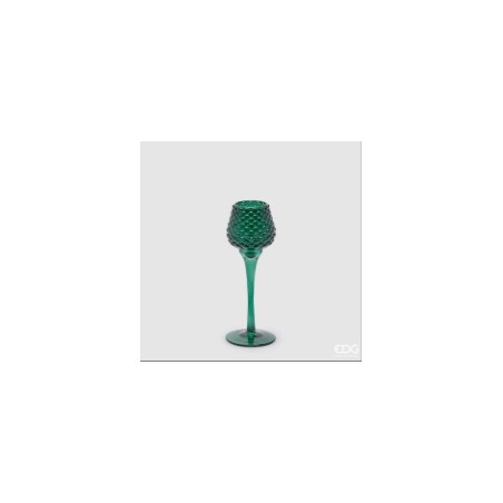 PORTACANDELA PIGNA CALICE H.21,5 D. 7,5 C4 DARK GREEN