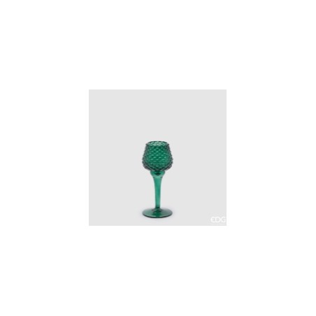PORTACANDELA PIGNA CALICE H. 18,5 D. 7,5 C4 DARK GREEN