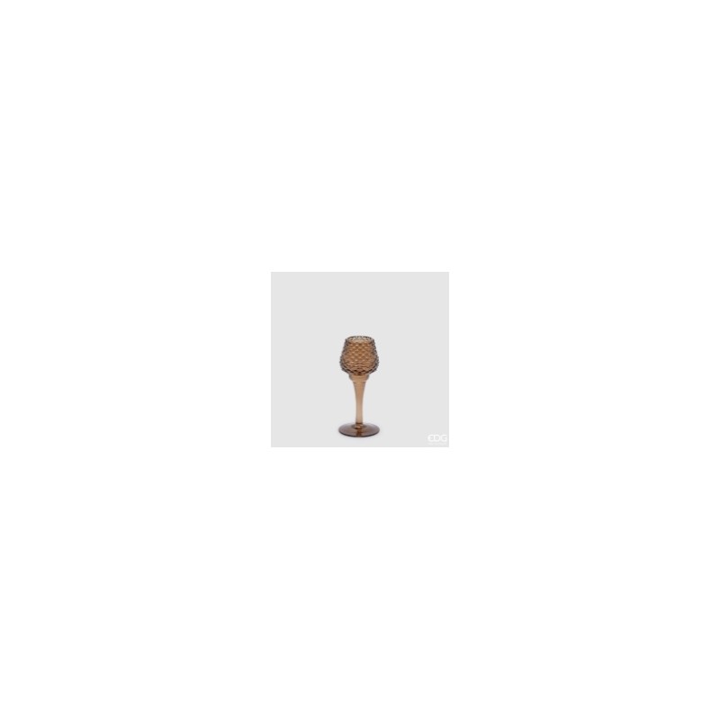 PORTACANDELA PIGNA CALICE H. 18,5 D. 7,5 C4 BROWN
